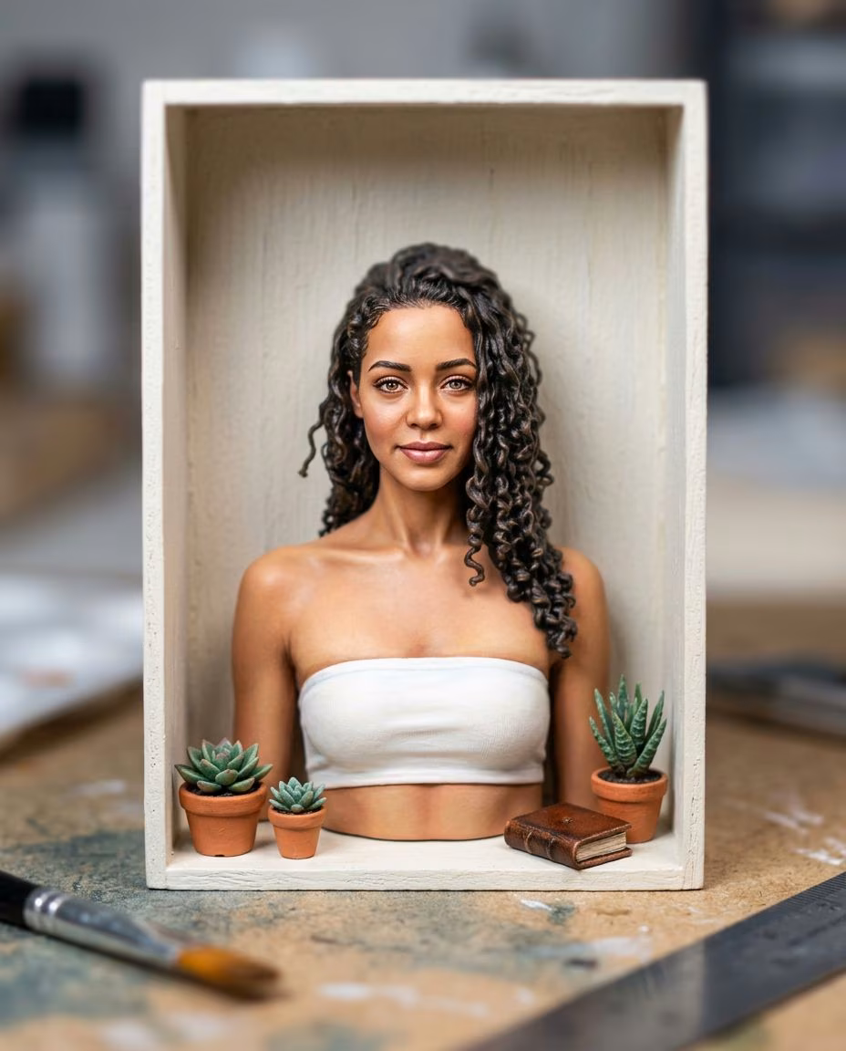 Apply tilt-shift miniature effect. Make scene look like a tiny diorama with sel…