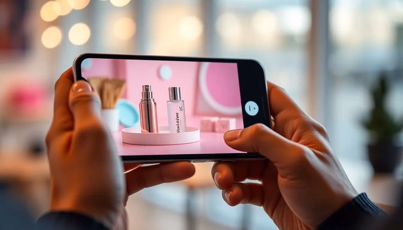 Smartphone mostrando un video de anuncio de producto generado por IA con calidad profesional