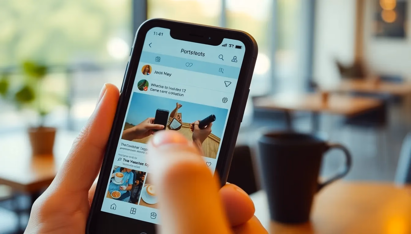 Smartphone mostrando un anuncio en video generado por IA en un feed de redes sociales