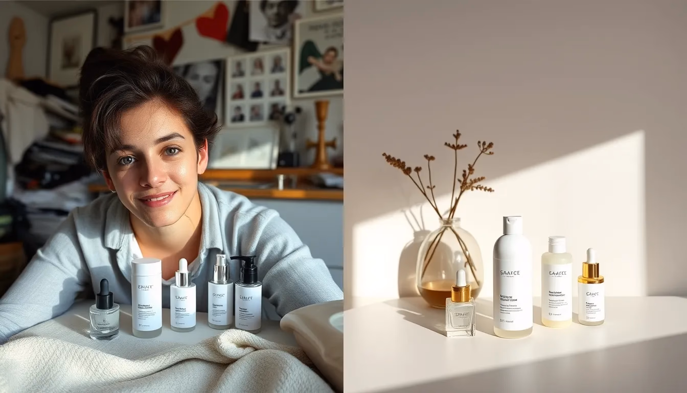 Before and after comparison demonstrating AI enhancement of social media product photography with improved lighting and professional polish