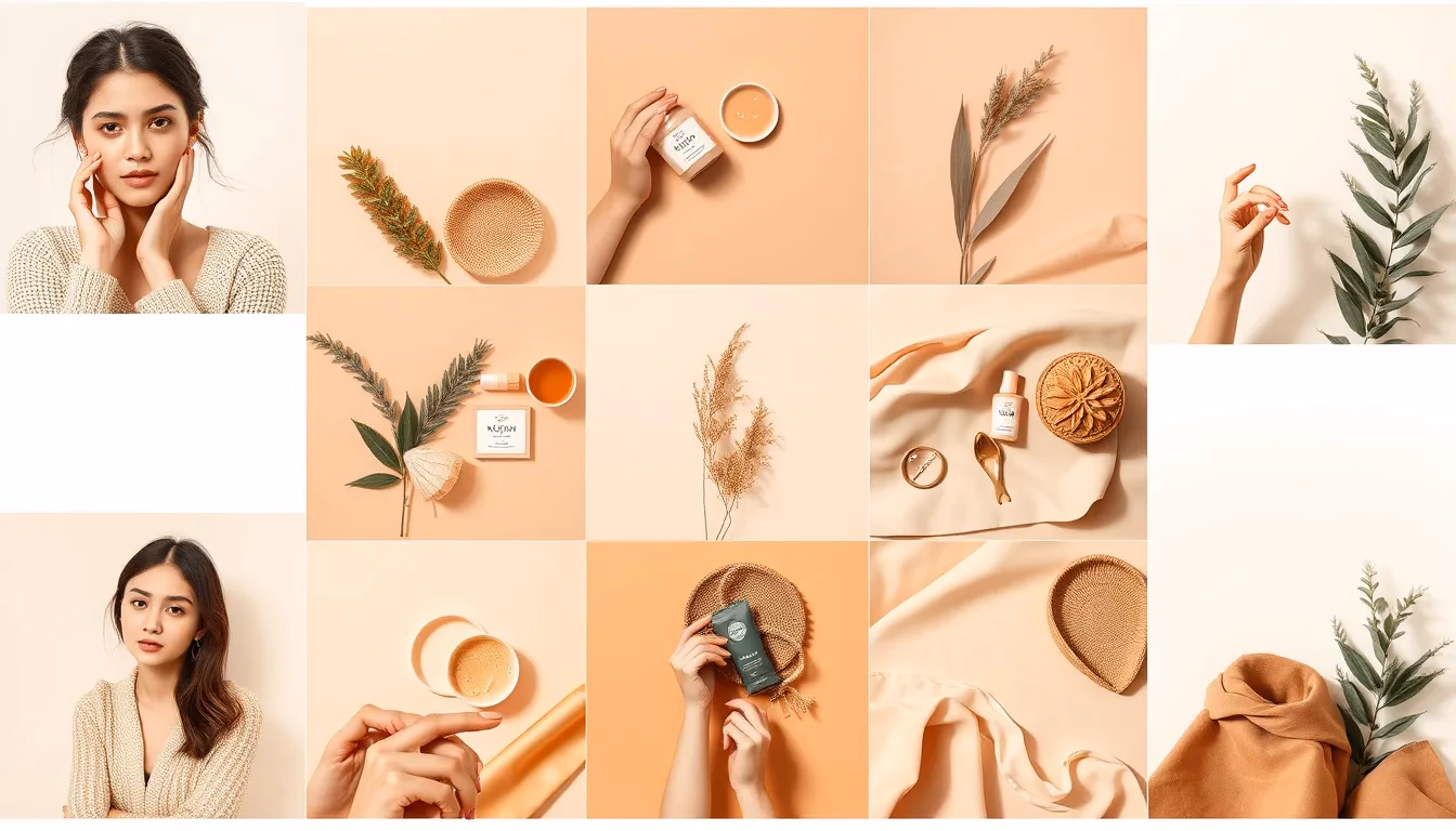 Instagram grid displaying cohesive AI-generated content maintaining consistent brand aesthetic across multiple post types