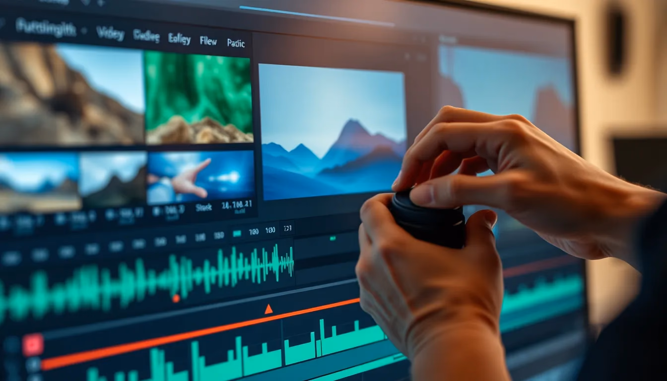 Timeline di montaggio video che mostra più elementi visivi sincronizzati con la musica per un video di cover su YouTube